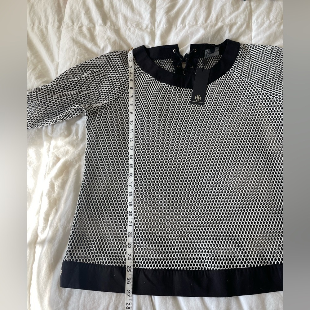Hilton Hollis black and white mesh string tie swim vacation top shirt | XL - Picture 11 of 12